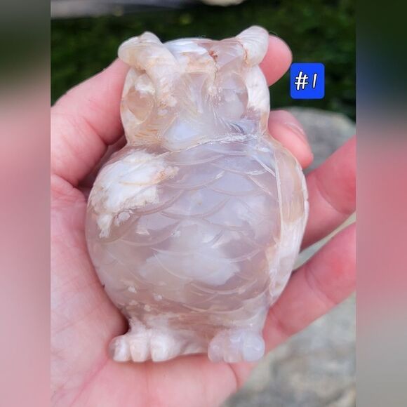 Flower Agate Owl - Picture 7 of 7